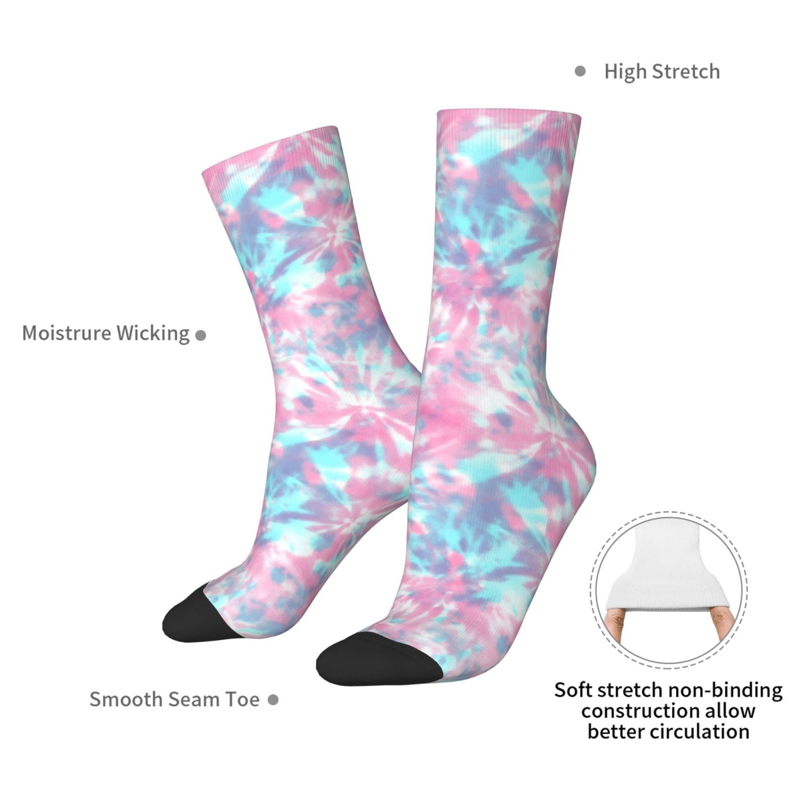 Tie Dye Print Crew Socks For W - Running Gear Youtube 评论和价格
